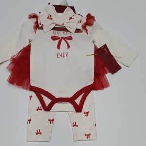 Baby Outfit with Red Bow Design